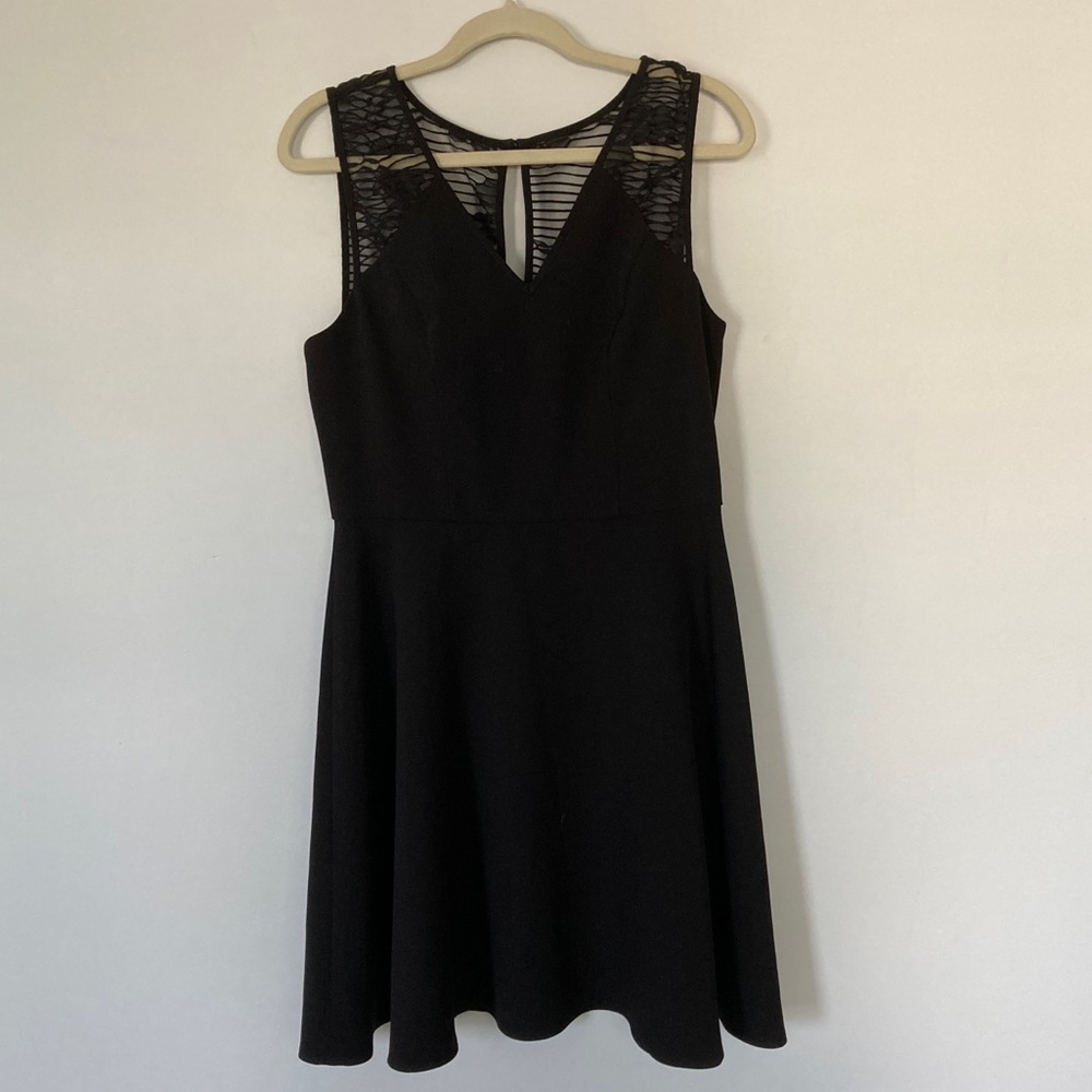 WHBM Black Sleeveless Dress w/ Floral Lace Back